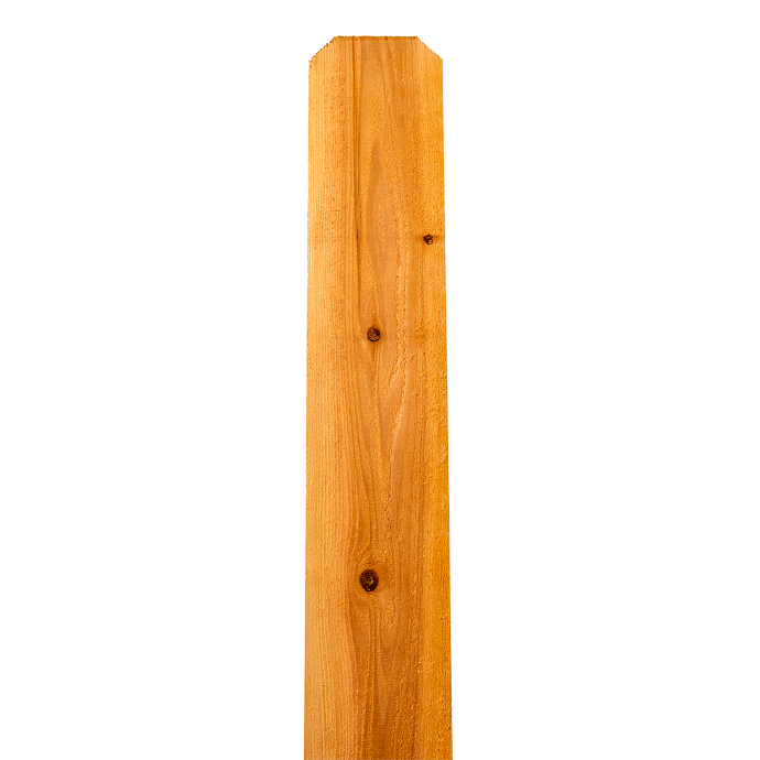[CED-PKT-6-55-DE] 6 ft Cedar Fence Picket — Pacific Cedar Prime, 5½″ Dog-Ear
